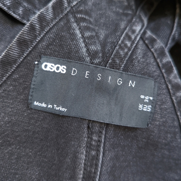 ASOS DESIGN Denim '90's' Straight Leg Washed Black Jumpsuit Overalls Size 4 - Picture 9 of 10